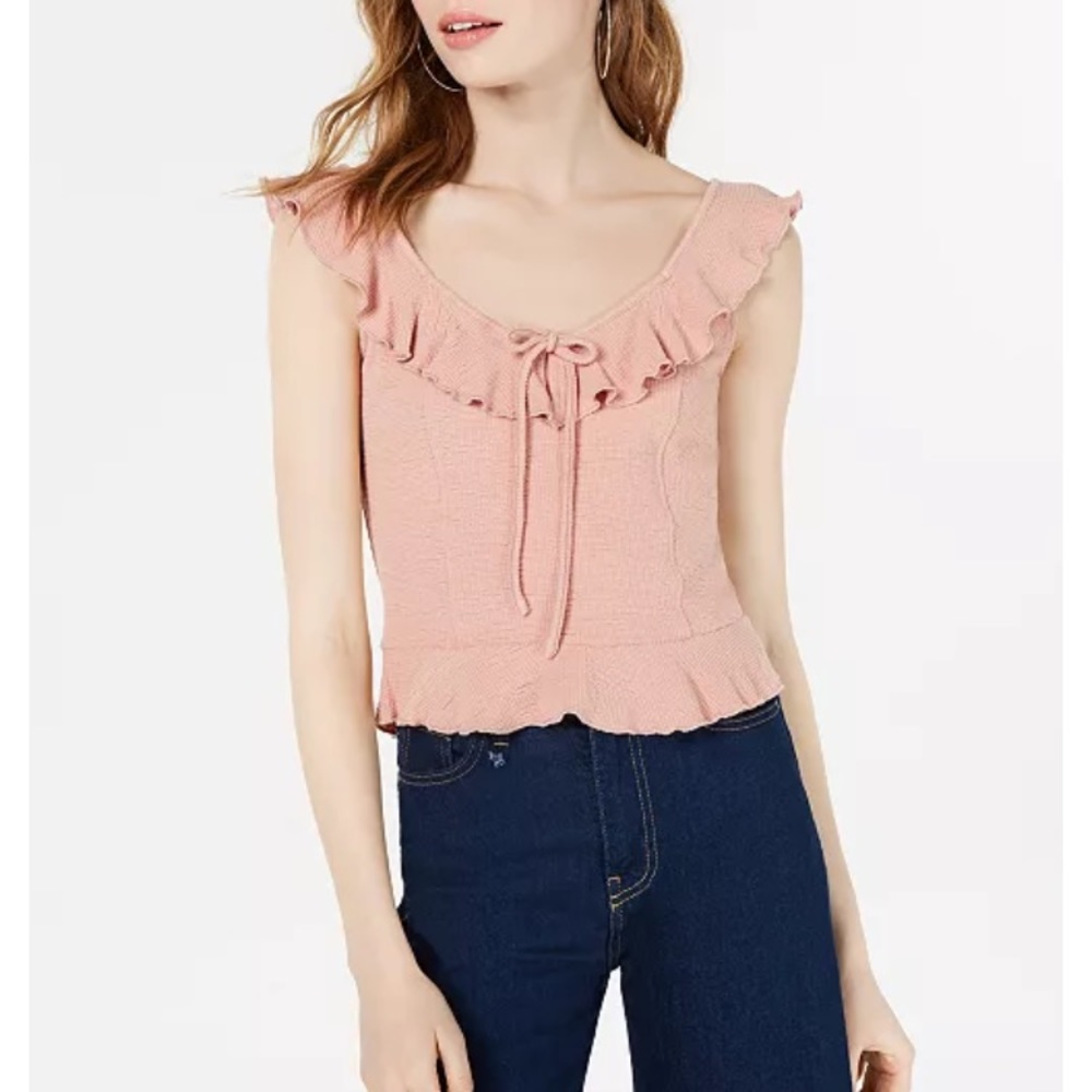 American Rag✨ Ruffle-trimmed textured tank 💖